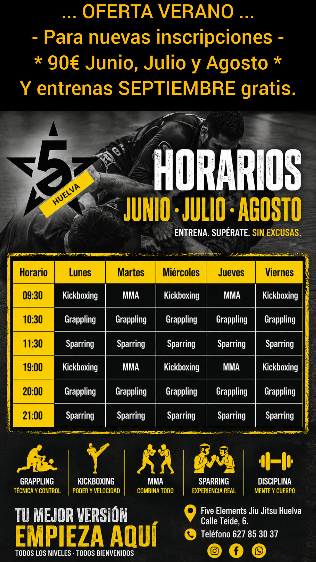 Horario Five Elements Jiu-Jitsu Huelva